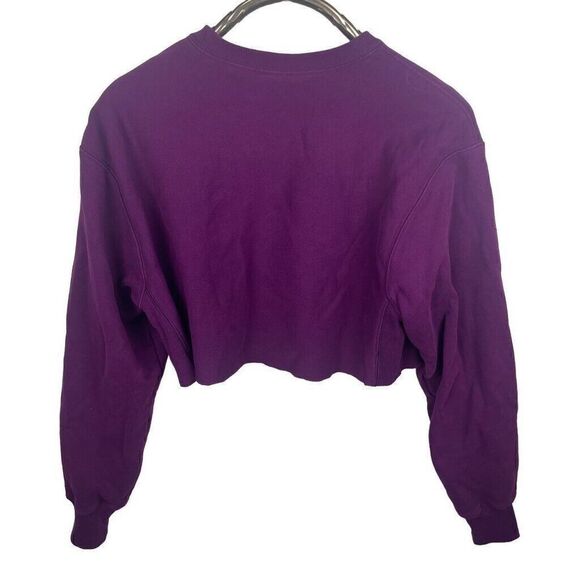 Champion Reverse Weave Cropped Purple Sweatshirt Raw Hem Size S - Picture 2 of 6